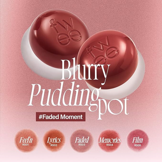 Lip&Cheek Blurry Pudding Pot | Faded Moment - Memories | Makeup Blush, Buildable Lightweight, Multi-Use Soft Matte Finish | 5g-BrightBean Baby
