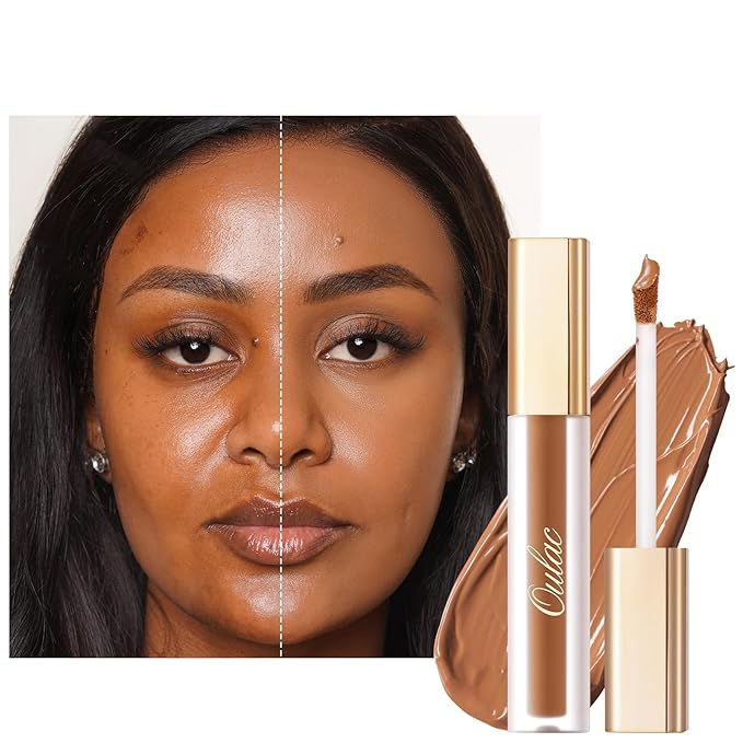 Oulac Concealer Full Coverage, Concealer Stick for Dark Circles, Hydrating Concealer Infused with Hyaluronic Acid, Lightweight, Long Lasting, Vegan Concealer 3.8ml, Shade: W8 Toffee-BrightBean Baby