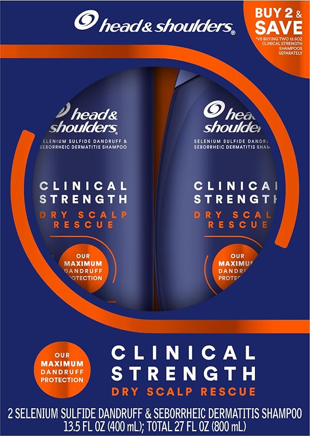 Head & Shoulders Clinical Dandruff Defense + Dry Scalp Rescue Shampoo 13.5 oz Twin Pack-BrightBean Baby