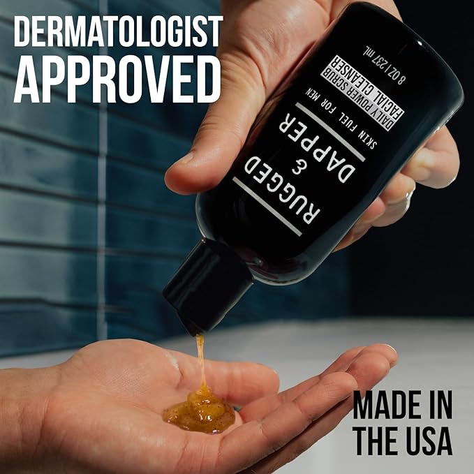 Premium Daily Power Scrub | 8 oz | Exfoliating Mens Face Wash | Deep Cleans + Prevents Breakouts | Face Wash Men's | Natural Ingredients | Made in USA-BrightBean Baby