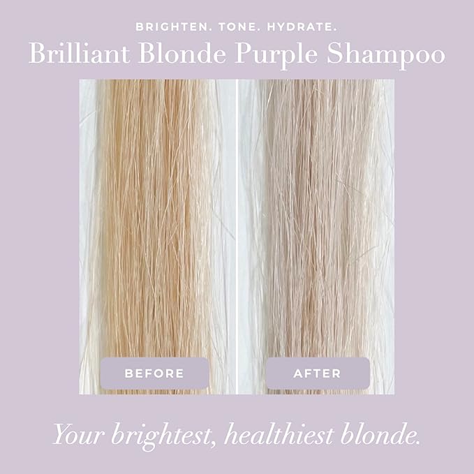 Goldie Locks Brilliant Blonde Purple Shampoo for Blonde, Lightened, Grey Hair, Extensions, Significantly Brightens, Tones, Eliminates Brass, Sulfate-Free, Nourishing, Moisturizing Leave-In, 33.8 Fl Oz-BrightBean Baby