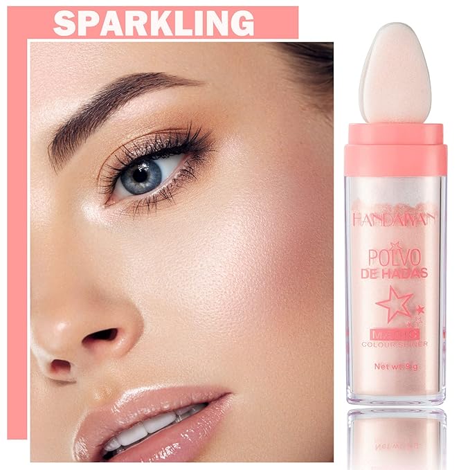 Polvo De Hadas Body Shimmer Glitter Highlighter Powder Makeup,High Gloss Sparkle for Face Body Hair,Create The Most Sparkly And Attractive Glitter Makeup - Nude Pink-BrightBean Baby