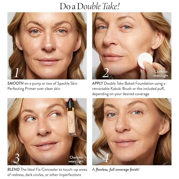 LAURA GELLER NEW YORK Baked Double Take Powder Foundation - Medium - Buildable Medium to Full Coverage - Matte Finish-BrightBean Baby