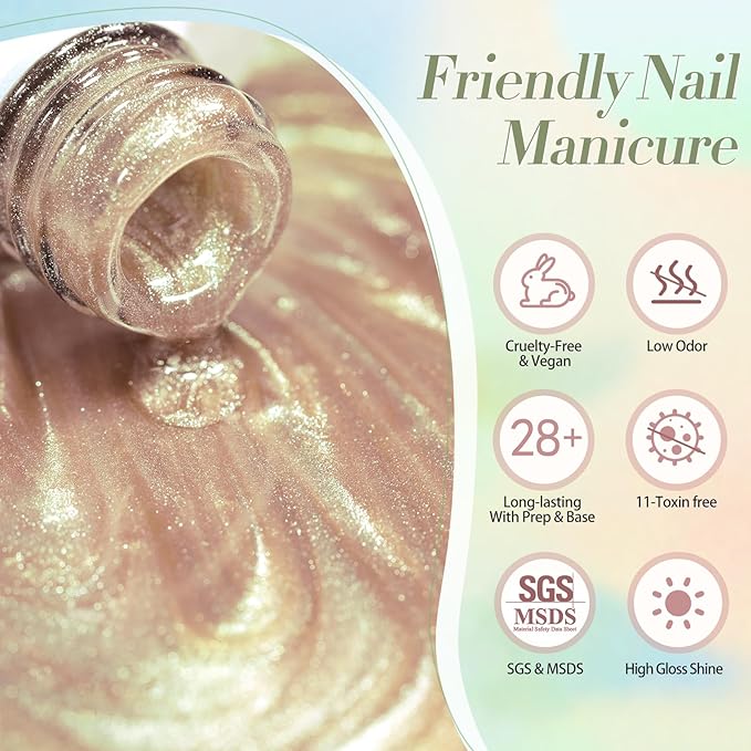 Born Pretty Cat Magnetic Eye Gel Nail Polish Shimmer Glitter Holographic Auroas Magnetic Gel Spring Summer Pink Green Blue Translucent Gel Polish Set Manicure Nail Art DIY at Home-BrightBean Baby