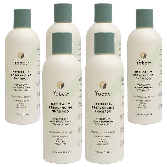Yobee Naturally Rebalancing Shampoo | Dry, Flaky & Itchy Scalp Care with Para Probiotics, Organic Honey & Turmeric, Vitamin B12 & Oat Extracts | Dandruff & Psoriasis Relief (6 Bottles)-BrightBean Baby