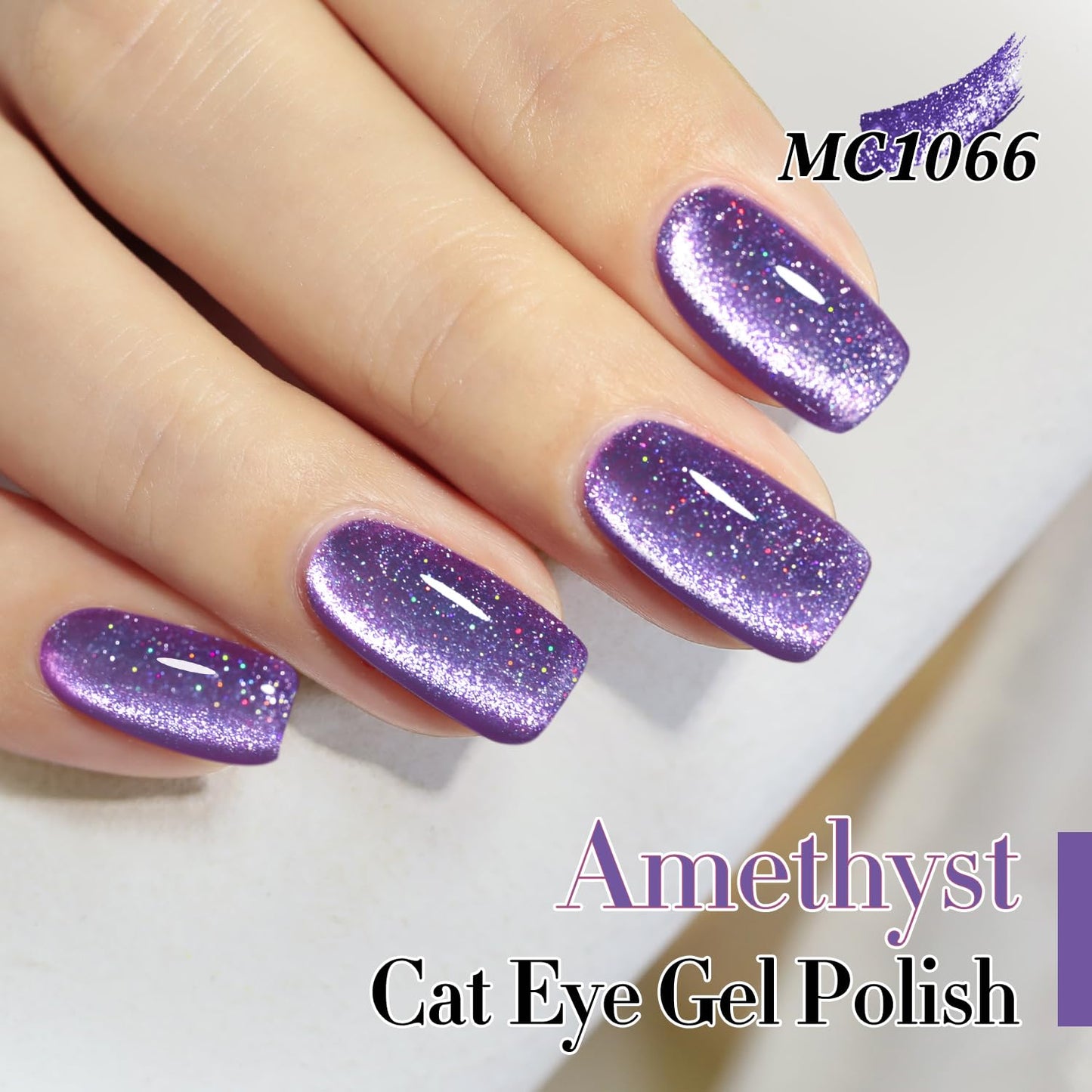 Double Rhythm Cat Eye Gel Polish with Magnet 15ML Jelly Glass Holographic Glitter Shimmer Translucent Sheer Color Magnetic Gel Polish Salon DIY at Home (Dark Purple-MC1066)-BrightBean Baby