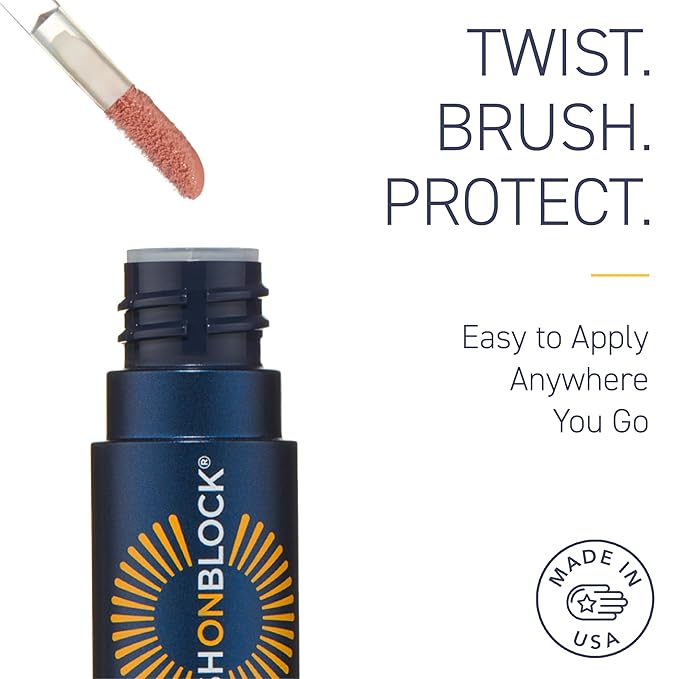 Brush On Block Sun Shine Protective Lip Oil SPF 30, Mineral Protection from UVA/UVB & Blue Light, Hydrating, Cruelty-Free, Gluten-Free, & Vegan, Coral-BrightBean Baby