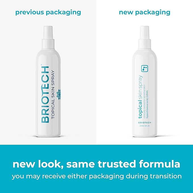 BRIOTECH Topical Skin Spray, Hypochlorous Acid Spray for Sensitive Skin, HOCl Facial Mist, Full Body Support Against Irritation, Calm Redness, Soothe Foot & Scalp, 8 oz (1 Pack)