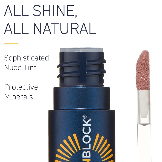Brush On Block Sun Shine Protective Lip Oil SPF 30, Mineral Protection from UVA/UVB & Blue Light, Hydrating, Cruelty-Free, Gluten-Free, & Vegan, Fig-BrightBean Baby