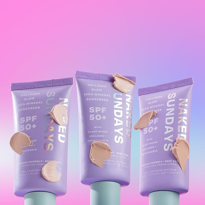 Naked Sundays SPF 50 Daily Facial Moisturizer, All-in-one Mineral Sunscreen, Face Lotion, Makeup Primer with Broad Spectrum UVA/UVB + Zinc Oxide, 50ml-BrightBean Baby