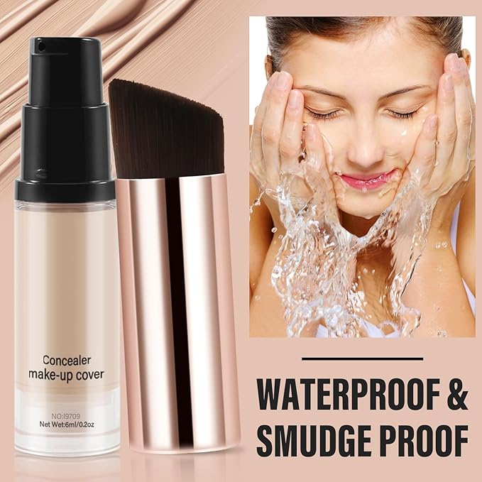 2pcs Liquid Concealer Set with Brush,Full Cover,Concealer Wand with Matte Finish,Corrects,Covers,Long Wear Up to 24hr-BrightBean Baby