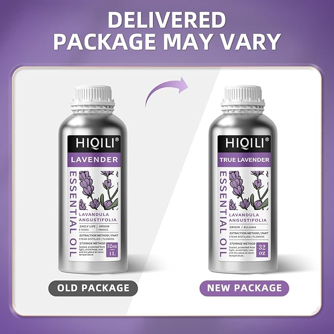 HIQILI 32 Fl Oz Lavender Essential Oil Pure, for Aromatherapy Diffuser, Hair, Includes Premium Quality Glass Dropper-32 Ounces-BrightBean Baby