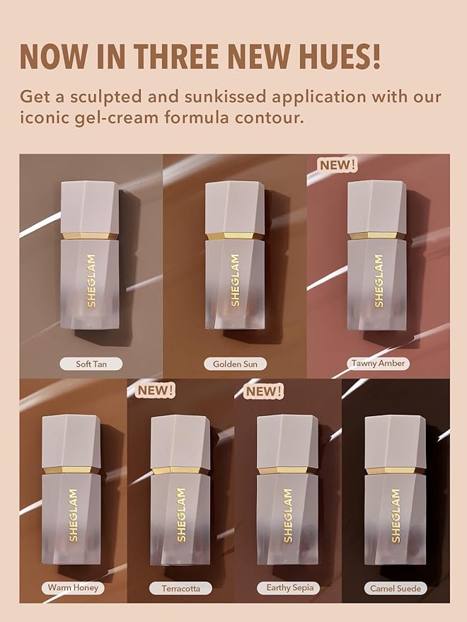 SHEGLAM Sun Sculpt Cool Toned Liquid Contour Stick Long Lasting Cream Bronzer Makeup - Soft Tan-BrightBean Baby