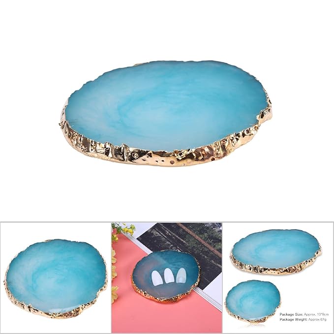 Nail Art Palette, Natural Resin Stone Nail Art Palette for Painting Placing Things Making Nail(Blue)-BrightBean Baby