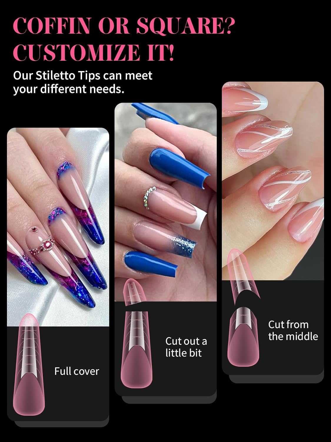 EBANKU Dual Nail Forms for Poly Extension Gel, 120 PCS Pink Nail Molds Reusable Nail Extension Forms for Builder Gel Manicure Design Salon DIY 12 Sizes-BrightBean Baby