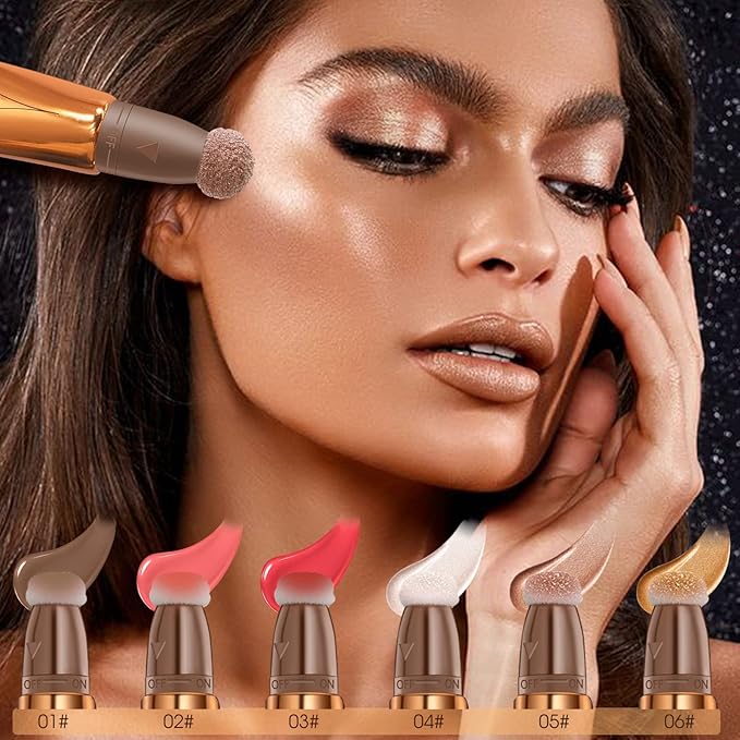 Liquid Contour Beauty Wand, Cream Liquid Contour Stick Matte Bronzer Stick with Cushion Applicator, Lightweight Blendable, Long Lasting Silky Liquid Face Shaping & Contouring Stick | 1# Contour Grey brown-BrightBean Baby