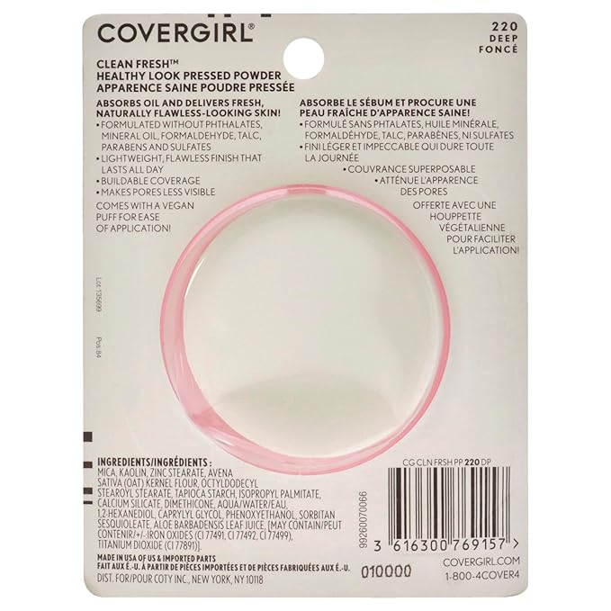 COVERGIRL COVERGIRL Clean Fresh Pressed Powder, Deep, 0.35 Ounce, 220 Deep (99350052598)-BrightBean Baby