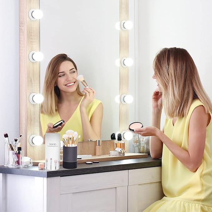 Makeup Brushes Set 10Pcs Professional Kabuki Foundation Eyeshadow Blush Blending Lip Full Face Cosmetic Kit W/Makeup Brush Set with Holder-BrightBean Baby