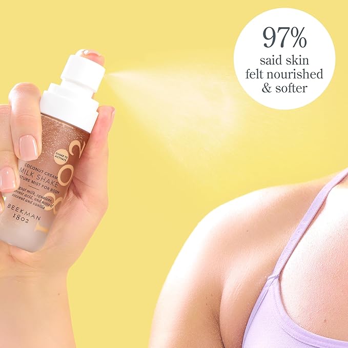 Beekman 1802 Coconut Cream Milk Shake - Body Mist - 2.0 fl. oz - With Hyaluronic Acid & Jojoba Oil - Instantly Moisturizes, Hydrates & Softens - Good for Sensitive Skin - Cruelty Free-BrightBean Baby