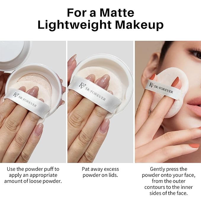 FV Baking Powder, Lightweight Loose Smooth Nature Setting Powder Highlighter Poreless Longwearing Matte Waterproof Oil Absorb Makeup Powder for Setting with No Flashback 0.35oz(10g)-BrightBean Baby