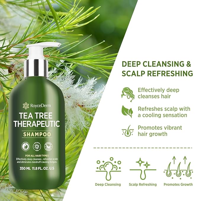 Roycederm Tea Tree Antifungal Shampoo: Folliculitis Shampoo for Dry Scalp, Dandruff, and Itchy Scalp - Medicated Clarifying shampoo with Tea Tree Oil, Paraben & Sulfate Free - 2 Pack-BrightBean Baby