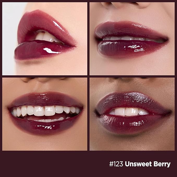 Laka Fruity Glam Tint, 4.5g/0.15 oz., Glowing Lip Stain with Wide Color Spectrum, Hydrating & Lightweight Texture, Long-Lasting Bold Stain, Non-Sticky, Vegan, K-Beauty (#123 Unsweet Berry)-BrightBean Baby