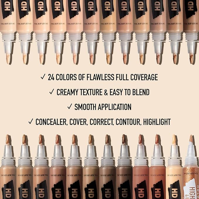 Ruby Kisses HD Concealer & Foundation Brush Flawless Full Coverage Face Makeup Lightweight Highlighter Long Lasting Under Eye Conceals Contour Corrector (Nude)-BrightBean Baby