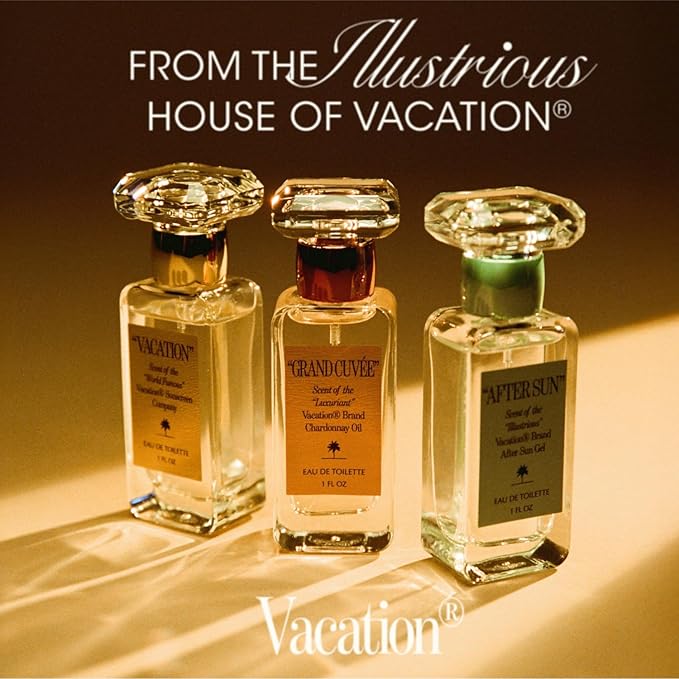 VACATION “GRAND CUVÉE” Eau de Toilette Sunscreen, Amber Vanilla Perfume for Women & Men, Unisex Summer Scent with Argan, Peach, Cedarwood & Vanilla Bean, 1 Fl. Oz.-BrightBean Baby