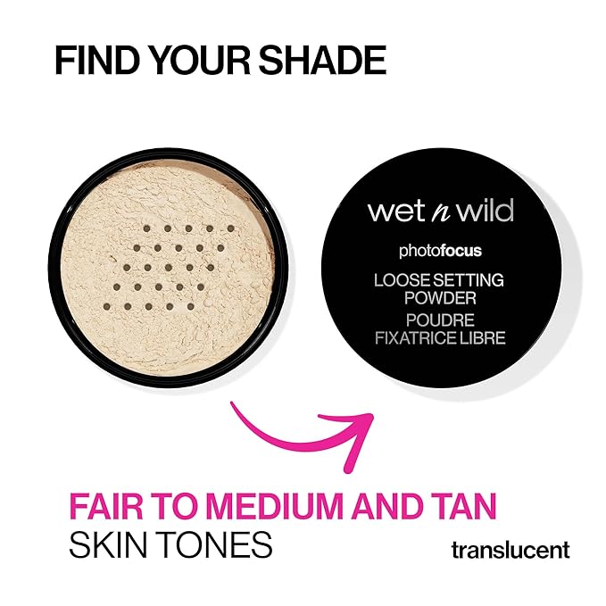 wet n wild Photo Focus Loose Baking Setting Powder, Highlighter Makeup, Suitable for All Skin Tones, Banana-BrightBean Baby