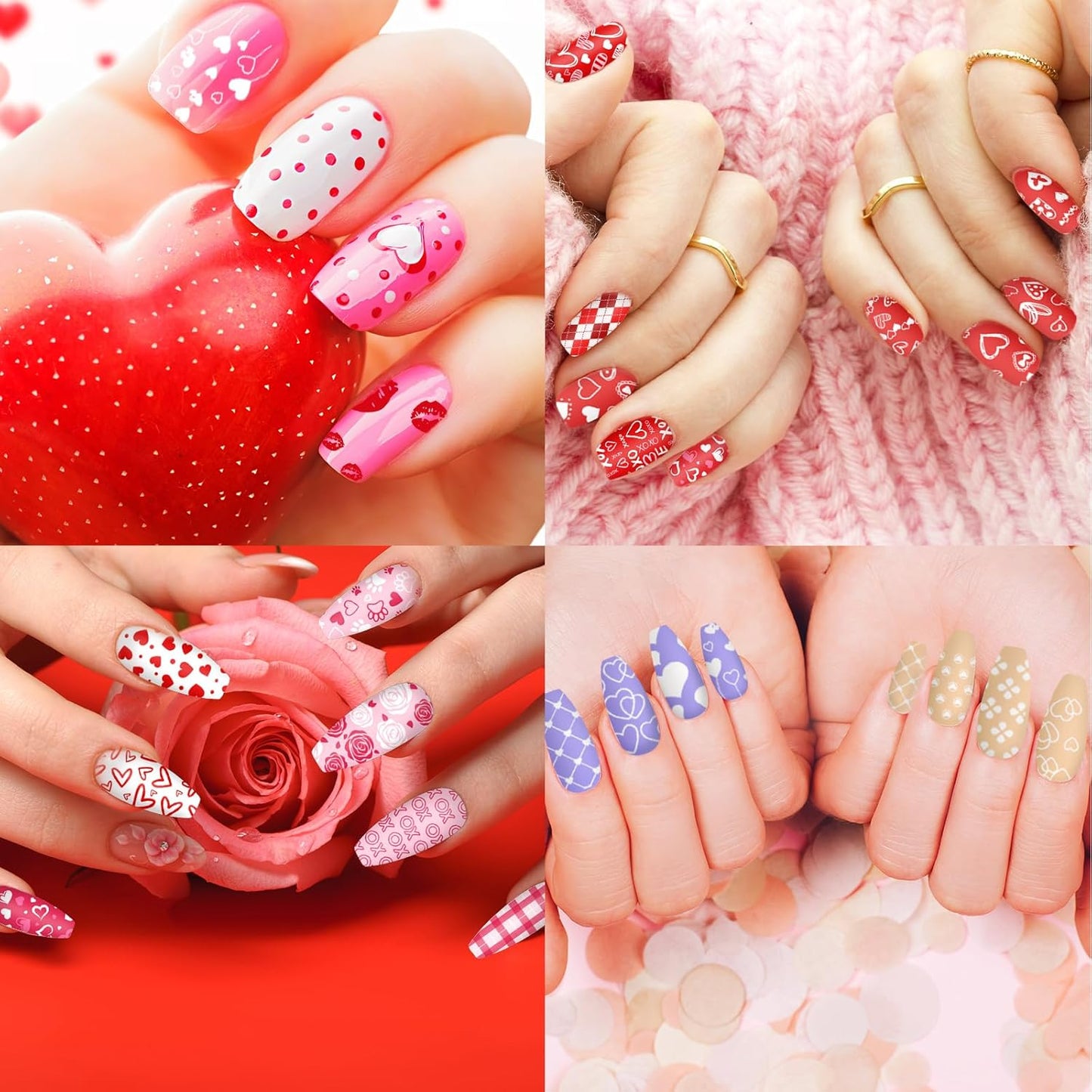 Whaline 10Pcs Valentine's Day Nail Art Stamping Plate Kit Romantic Love Heart Rose Design Nair Art Plate for Wedding Anniversary DIY Print Manicure Salon-BrightBean Baby