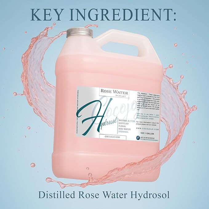 Rose Hydrosol Spray Cleansing Non GMO Facial Toner for Face Body Locs Rose Water Hydrating Face Mist, for Hydration Pure & Natural Hydrosol for All Skin Types - COCOJOJO - Bulk 128 OZ - 1 Gallon-BrightBean Baby