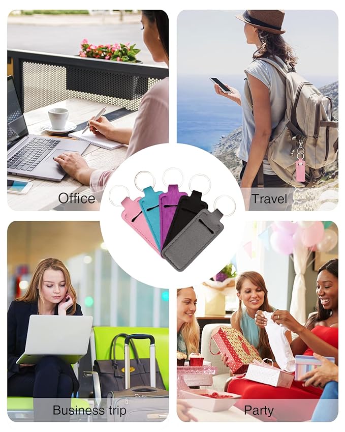 Lip Balm Sleeve Pouch Chapstick Holder With Clip Lipstick Lip Gloss Holder Stocking Stuffers Gift for Women (5pcs)-BrightBean Baby