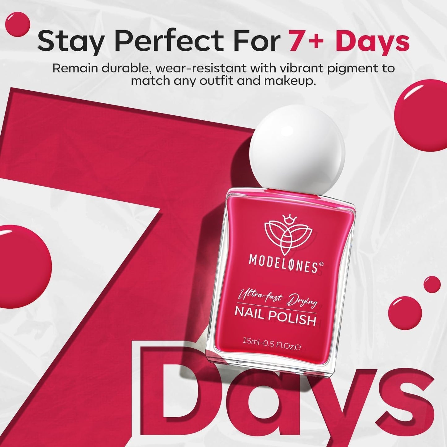 modelones Hot Pink Nail Polish, Magenta Pink 15 ml Quick Dry Nail Lacquer Strengthener Long Last Shine Fingernail Toe Nail Art DIY Home Travel Manicure Gift for Women Girls 0.5 Fl Oz-BrightBean Baby