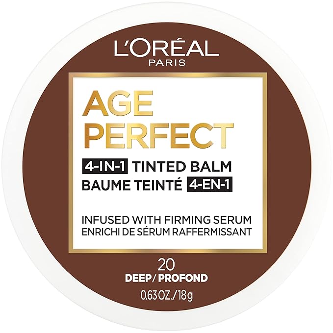 L'Oreal Paris Age Perfect 4-in-1 Tinted Face Balm Foundation with Firming Serum, Deep 20, 0.61 Ounce-BrightBean Baby