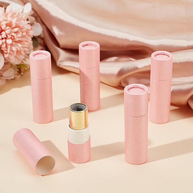 NICENEEDED 10 Pcs Paperboard Lip Balm Tubes, Refillable Paper Lipstick Tube, Round Cardboard Empty Lip Gloss Container Solid Perfume Tube Cosmetic Box for DIY Lip Gloss Balm and Chapsticks-BrightBean Baby