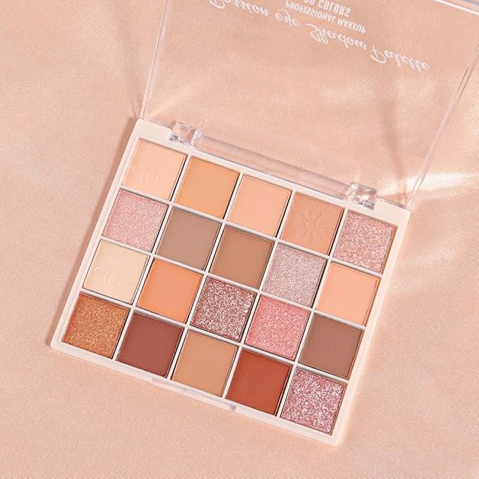 20 Colors Nude Pink Gold Brown Basics Eyeshadow Palette,Matte Nude Neutral Naked Eye Shadow Makeup,Highly Pigmented Long Lasting Waterproof Ultra-Blendable,Great for Travel Gift Kit