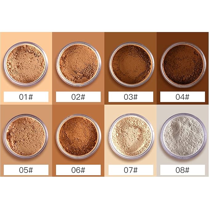 MAEPEOR Matte Setting Loose Powder 8 Colors Smooth and Lightweight Face Powder for Brightening and Setting Makeup with Face Puff (06 Mountain)-BrightBean Baby