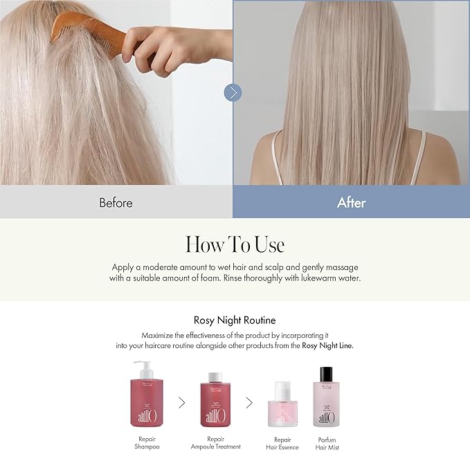 Rosy Night Repair Shampoo – Anti-Dandruff & Damage Repair with Damask Rose Water & Ceramide – Color Safe, Silicone & Sulfate Free (15.22 fl. Oz)-BrightBean Baby