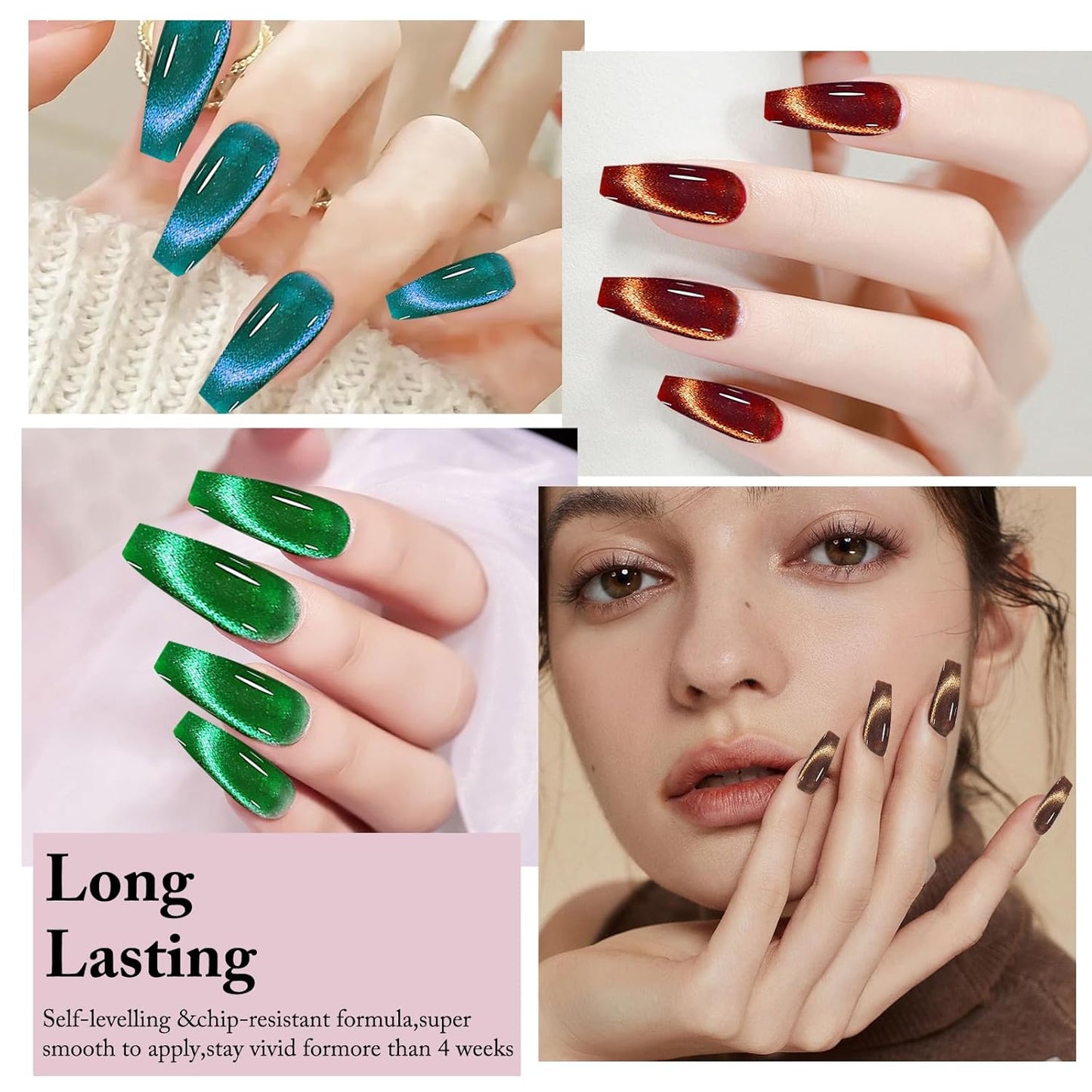 Cat Eye Gel Nail Polish with Magnet Stick, 15ml Glitter Holographic Nail Polish, Magnetic Effect Gel for Home DIY Manicure Gift, Ethereal Gray-BrightBean Baby