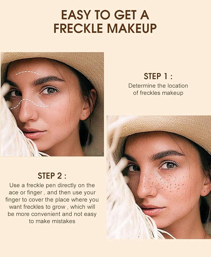 Freckle Pen 2 Colors, Natural Lifelike Freckle Makeup Pen Magic Freckle Color,Waterproof Longlasting Soft Dot Sopt Pen,for Natural Effortless Sunkissed Makeup-Chestnut&Dark Brown-BrightBean Baby