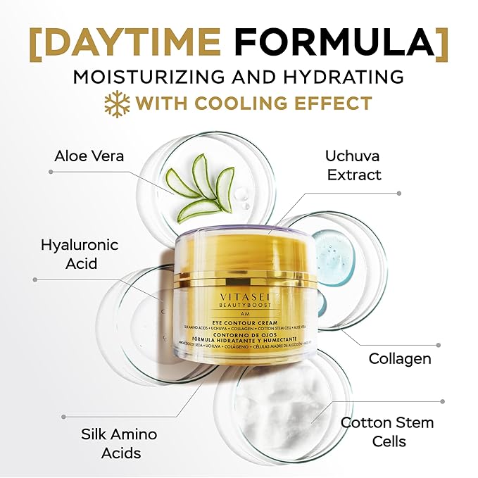 AM/PM Anti-Aging Kit Eye Contour Duo, Deep Hydration Eye Contour Cream with Cotton Stem Cells & Hyaluronic Acid (AM), Eye Contour Anti-Fatigue with Arabic Coffee for Under Eye Lines Protection(PM)-BrightBean Baby