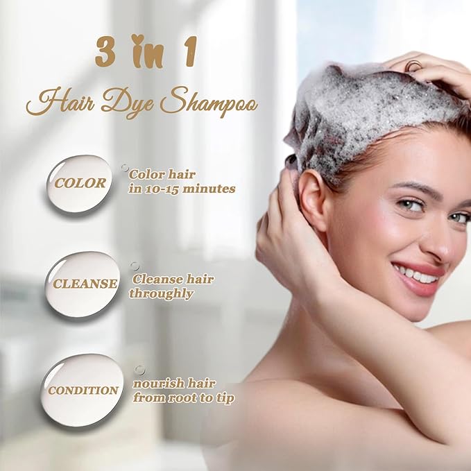 Silver Gray Hair Dye Shampoo, Instant Hair Color Shampoo, Colors Hair in Minutes, Long Lasting Silver Hair Dye, Champu Para Canas, Easy to Use 16.90 Fl Oz-BrightBean Baby