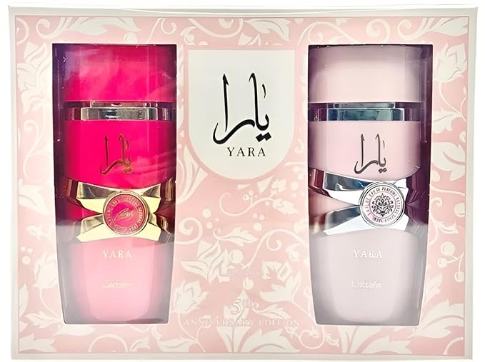 Lattafa Yara 5th Anniversary Edition – Floral, Fruity, Gourmand, Vanilla – 2-Piece Eau de Parfum Gift Set for Women (Yara & Yara Candy, 2 x 3.4 Ounce Sprays)-BrightBean Baby