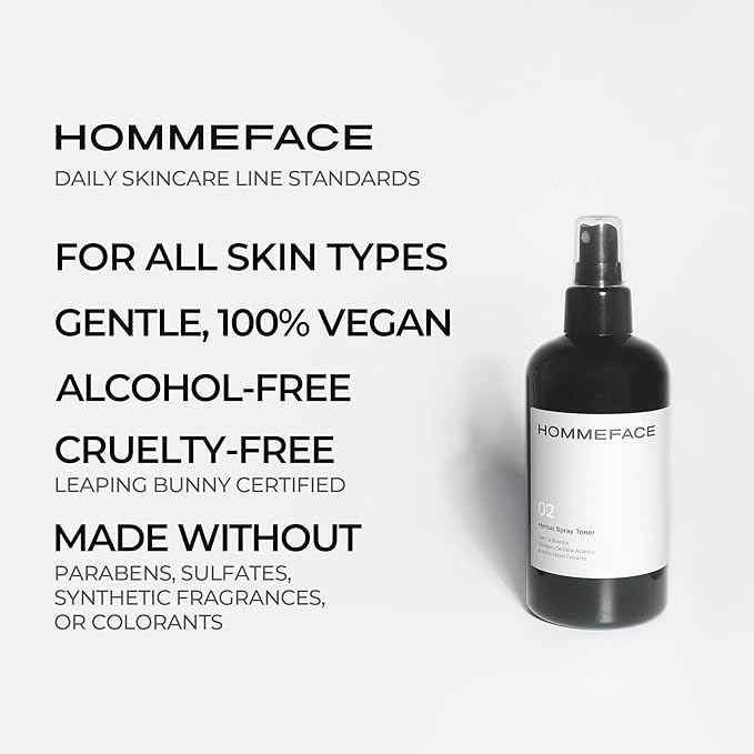 HOMMEFACE Men’s Herbal Spray Face Toner, 8.45 fl. oz. - Alcohol-Free, Hydrating and Balancing Facial Mist with Witch Hazel, CICA Extract, Anti Aging, Aftershaving, for All Skin Types-BrightBean Baby
