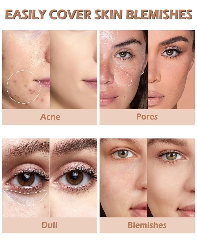 2 PCS Under Eye Concealer Full Coverage, Waterproof Color Correcting Concealer All Day Coverage Dark Circles, Puffiness, Redness, Lightweight Cream Foundation Brightener, Natural Matte Finish, light W-BrightBean Baby