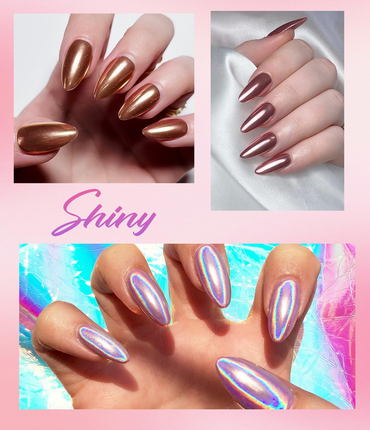 3D Nail Gel - Rose Gold Chrome Nail Powder 15g Clear 3D Sculpting Gel Non-Sticky Hand Hard Gel Carving Gel with Laser Copper Chrome Powder for Nail Art Home DIY-BrightBean Baby