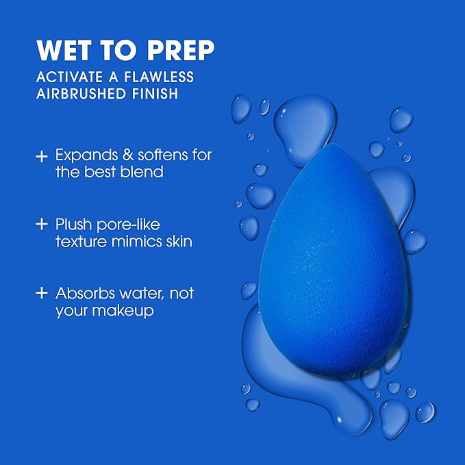 Beautyblender® | Sapphire Beauty Blender Makeup Sponge, Super-Soft Foam Easily Blends Foundations, Powders & Creams, Made in USA, Reusable, Washable, Streak Free Application, Vegan, Cruelty Free-BrightBean Baby