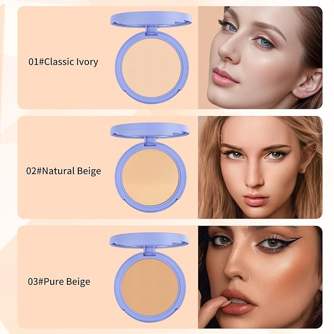 Oil Control Face Powder, Matte Smooth Setting Powder, Waterproof Long-Lasting Setting Powder, Perfect Lightweight Face Makeup For Soft Focus Finish, Minimizes Fine Lines And Pores (Classic Ivory)-BrightBean Baby