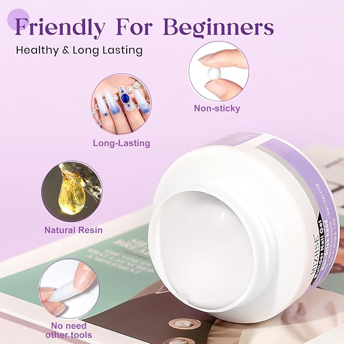 MIZHSE Solid Builder Gel for Nails, 60g White 3D Gel Nail Art Sculpting Non-Sticky Carving Hard Extension Soak Off UV LED for Salon Manicure Home DIY-BrightBean Baby