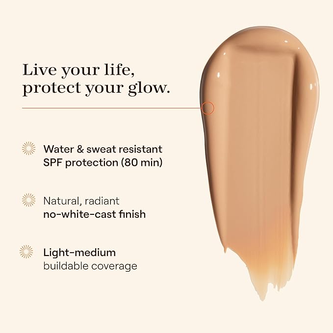 Live Tinted Hueguard Skin Tint SPF 50 - Tinted Mineral Sunscreen with Light-Medium Buildable Coverage With a Hydrating and Radiant Finish - Water and Sweat Resistant, 1.35 fl oz - Shade 09-BrightBean Baby